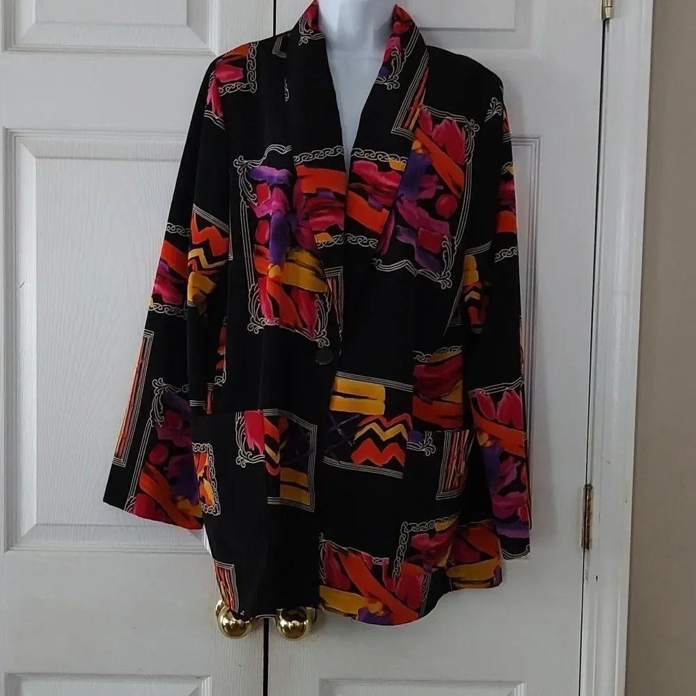 Brownstone Studio Retro Vintage geo print funky multicolor Blazer Sz L NWOT